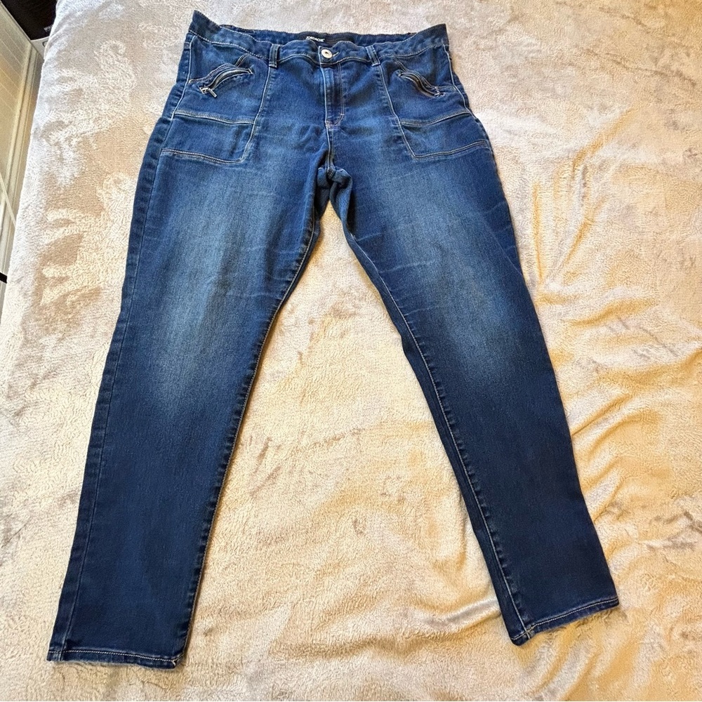 Jordache denim leggings blue jeans zipper pockets Size 18